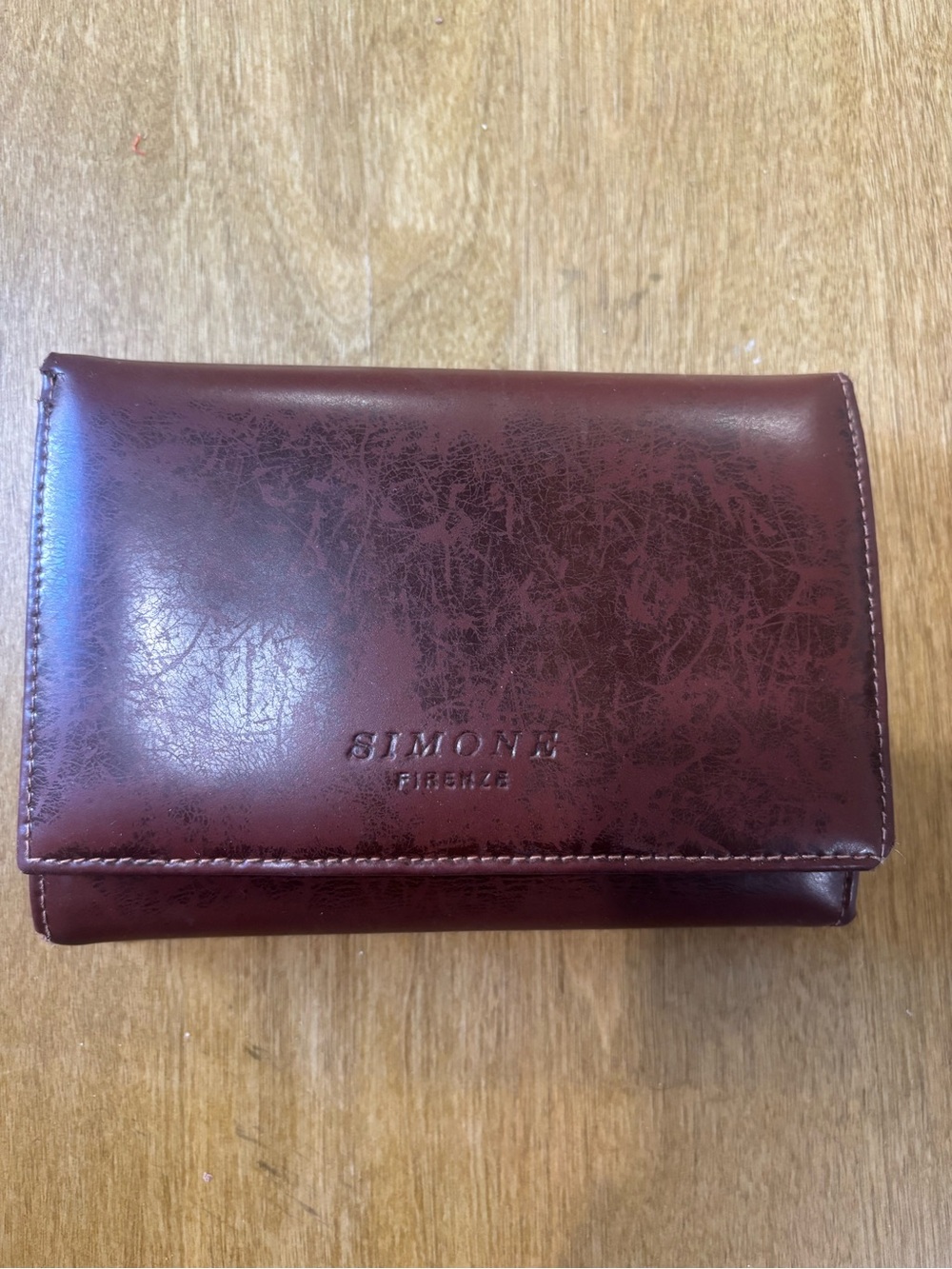 Vintage Simone Firenze Italian Leather Trifold Clutch Wallet – Oxblood Burgundy